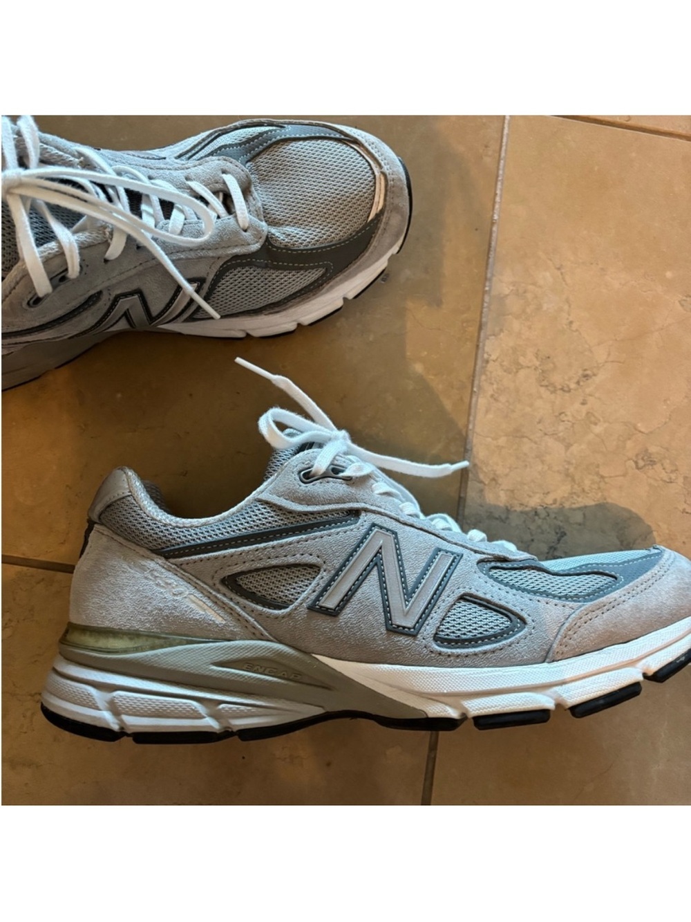 New Balance 990v4 Grey Mesh & Suede Walking Sneakers